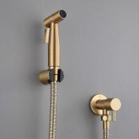 Baño inodoro bidé grifo kit cepillado oro montado en la pared bidé rociador ducha con válvula de cierre - details 0