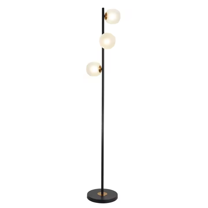 LÁMPARA DE PIE LÚZETE 3 LUCES HIERRO NEGRO TULIPA BLANCA NICOLETTA ALM-APOL - 1