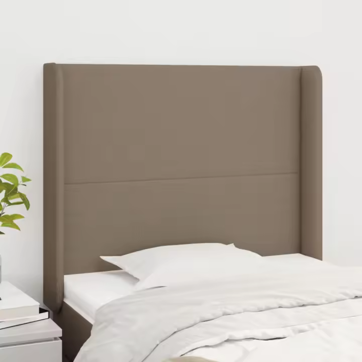 vidaXL Cabecero con orejas de tela gris taupe 103x16x118/128 cm - 1