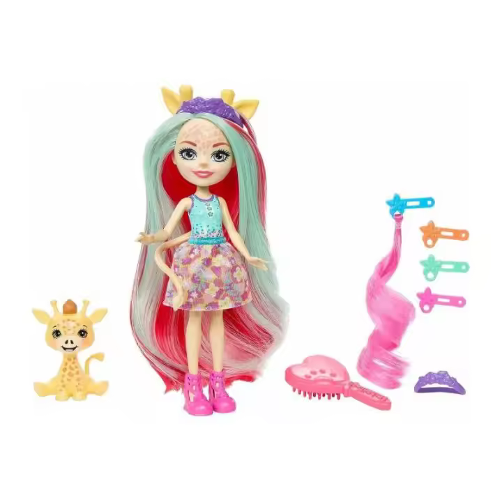 Mattel ENCHANTIMALS GLAM PARTY GILLIAN GIRAFFE CON MASCOTA PAWL - Divertida Fiesta de Glamour - 1