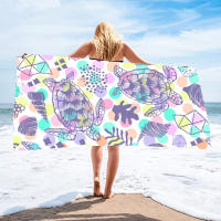 Toalla De Playa De Microfibra Morada Con Patrón De Tortuga Suave Absorbente Y Secado Rápido Para Natación Camping Y Baño - details 0