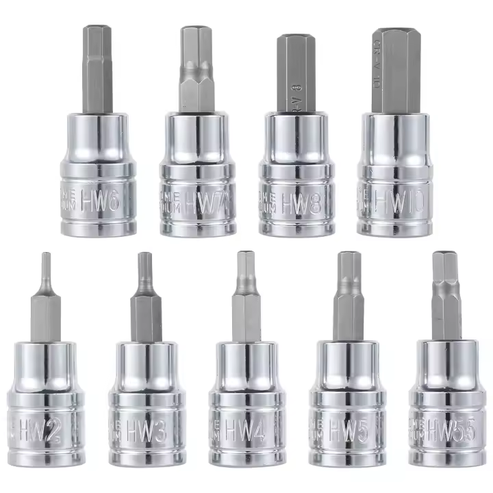 Juego De Destornilladores Hexagonales 2-10mm 9/18/27Pcs Con 3/8 Pulgadas DR Herramientas De Perforación Herramientas Manuales Resistentes Y Duraderas Accesorios De Llaves Allen - 1