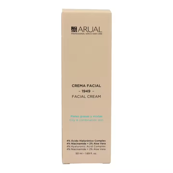 Arual crema facial pieles grasas y mixtas 50 ml, ideal para hidratar y regular la segregación de grasa de la piel. - 1