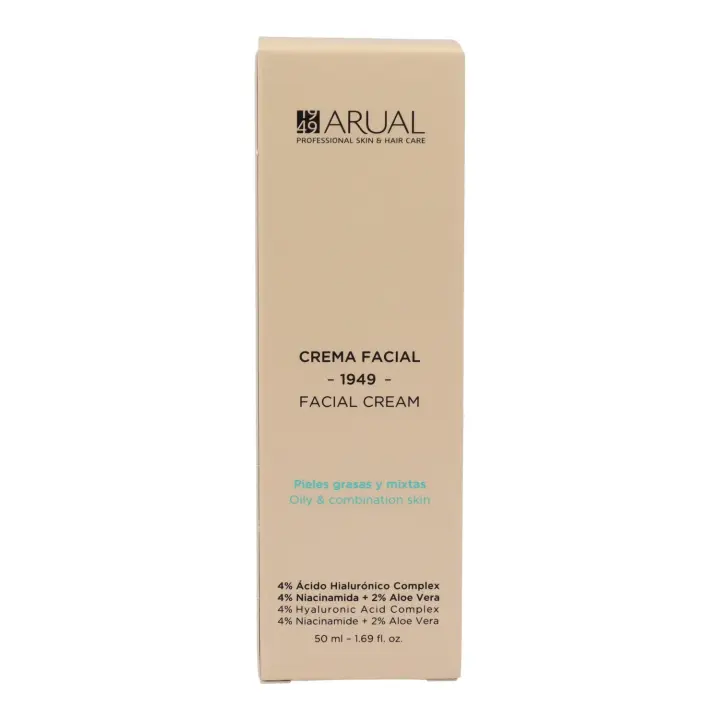 Arual crema facial pieles grasas y mixtas 50 ml, ideal para hidratar y regular la segregación de grasa de la piel. - 1