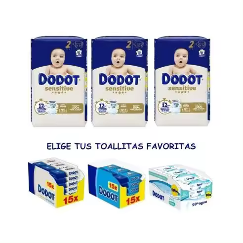 Pack de Pañales Dodot Sensitive Talla 2 (522 pañales) y caja de toallitas - 1