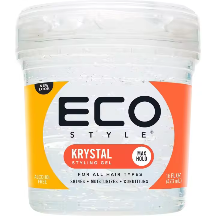 Gel Profesional de Peinado ECO STYLE, "Krystal", para todo tipo de cabello, Sugeción Máxima, sin alcohol, con Proteina de trigo hidrolizada y zumo de Aloe Vera, a Base de Agua, NO DEA/TEA, SIN PARABENOS , SIN SULFATOS, producto vegano, Capacidad: 473ml - 1
