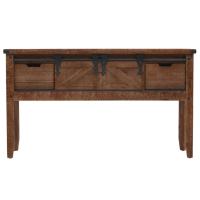 vidaXL Mesa consola de madera de abeto maciza marrón 131x35,5x75 cm Mesa de sofá Mesa de Entrada para Salón Consola de Entrada Mueble Recibidor Mesita Mesa auxiliar Salon - details 0