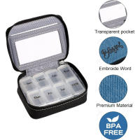 Caja Organizadora De Pastillas Semanal Para Viaje Porta Vitamina Y Suplemento Ecológico De Tela Rectangular 7-Días - details 14