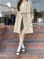 Abrigo De Trench Elegante Para Mujer plus Talla Primavera/Otoño Con Cierre De Cordón Estilo Coreano Casual Versátil Con Bolsillos - details 33