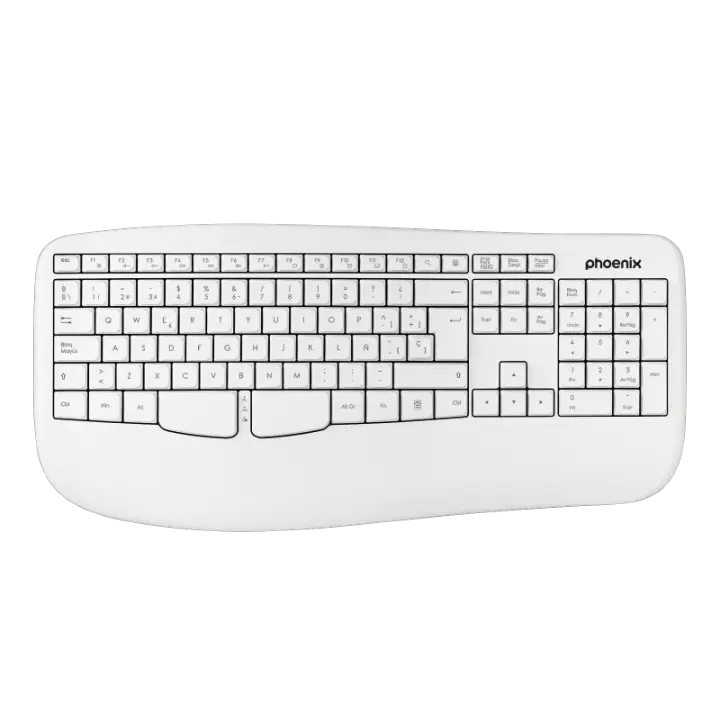 Phoenix Technologies Phoenix K201 Teclado Ergonómico Inalámbrico 2.4ghz Blanco - 1