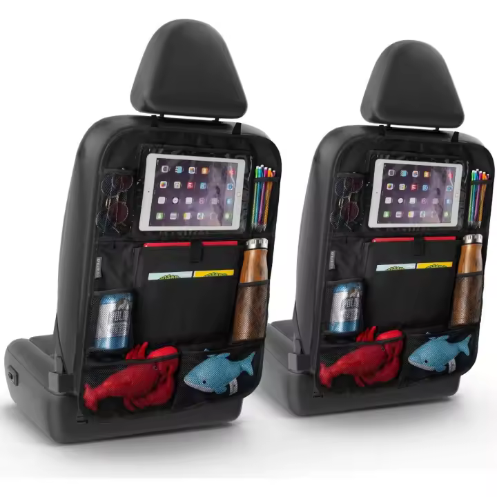 Organizador para asiento trasero de automóvil: soporte multiusos con múltiples bolsillos para iPad, botellas térmicas, juguetes, libros, pañuelos, etc. - protector de almacenamiento de accesorios para asiento de automóvil - 1