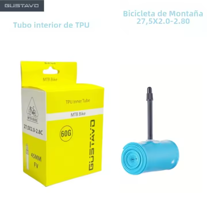 GUSTAVO TPU Tubo Interno De Bicicleta MTB Ultraligero Para Rueda 26/27.5/29 X1.95-2.8C Con Válvula Francesa Longitud 45mm - 1