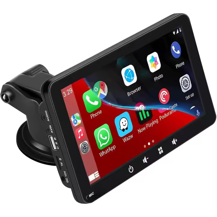 Estéreo portátil para automóvil, para Apple Carplay inalámbrico y Android Auto, pantalla táctil HD de 7 pulgadas y 1080P con Bluetooth 5.0, compatible con montaje en tablero de camión o RV - 1