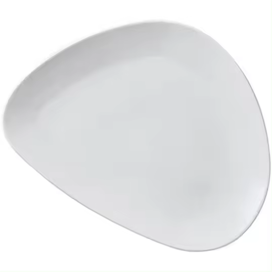 Platos de cena Plato para servir Bandeja para servir Plato plano triangular de cerámica blanca Plato creativo para verduras de restaurante Plato para carne Plato plano Plato poco profundo Plato de comida occidental Plato para servir (Color: A, Tamaño: 100 - 1