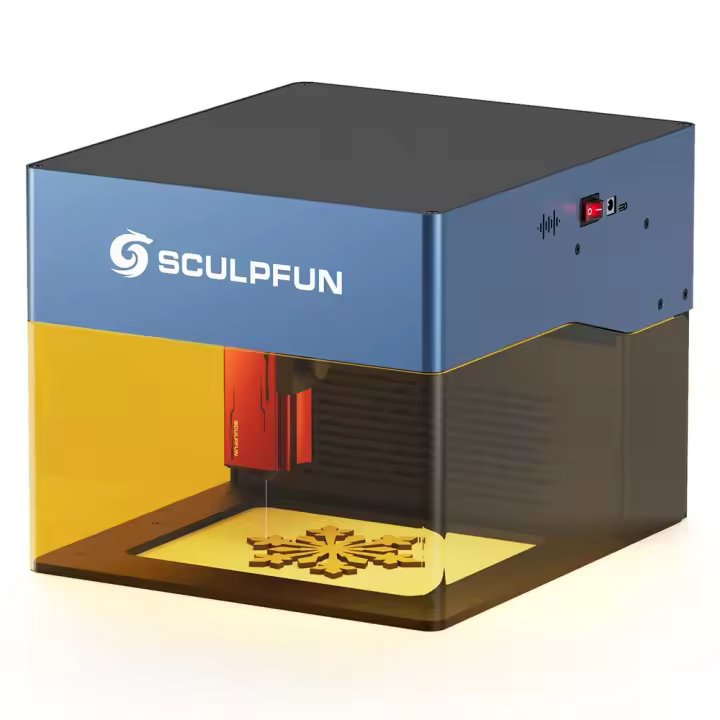 SCULPFUN iCube Pro Grabador láser de 5W, Punto láser de 0.06mm, Velocidad de grabado de 10000mm/min, Placa base de 32 bits, Distancia de 40mm, 130x130mm - 1