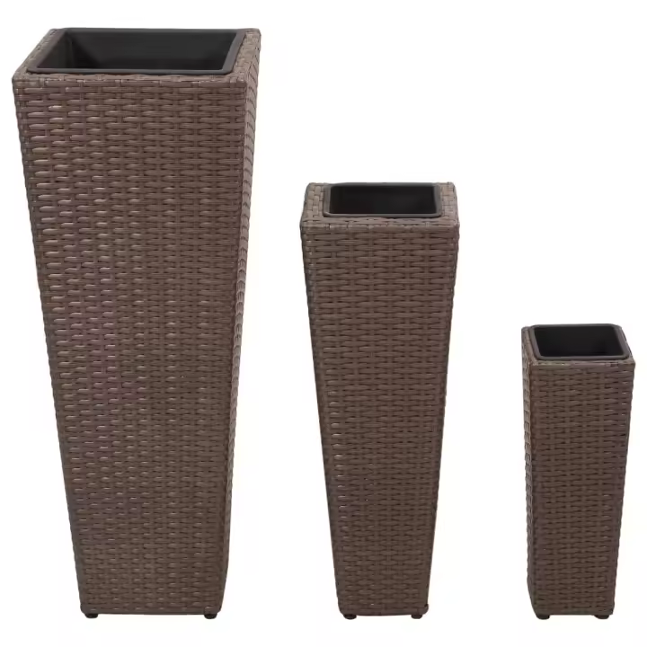 vidaXL Maceteros elevados de jardín 3 unidades ratán sintético Color Gris,  Negro,  Marrón y mas - 1