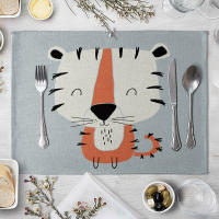 4pc/8pc Almohadillas De Comedor Para Niños Estilo Animal Lindo En Tela De Lino Y Algodón Mates De Mesa Ecológicos Para Festín Familiar - details 4