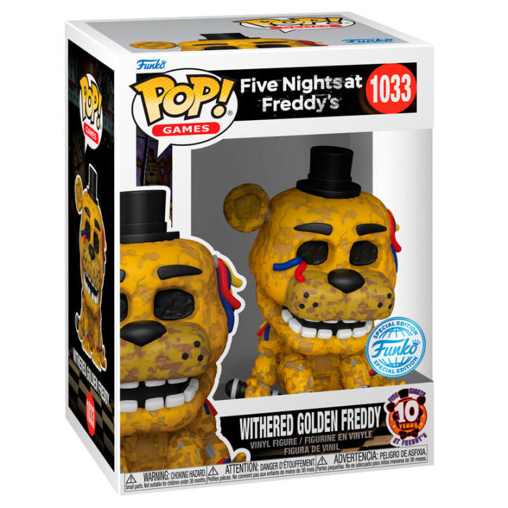 FIVE NIGHT AT FREDDY'S - POP WITHERED GOLDEN FREDDY **EDICIÓ-Figura de Vinilo Coleccionable - Idea de Regalo- Mercancia Oficial - Juguetes para Niños y Adultos - Movies Fans - Muñeco para Coleccionistas y Exposición