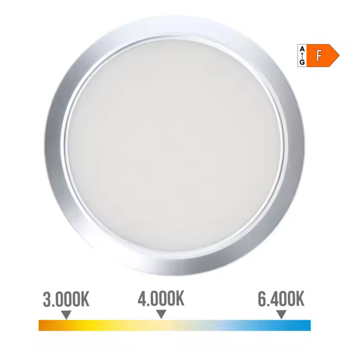 Edm - Downlight Led Superficie/empotrar 20w 2.050lm Marco Cromo - 1