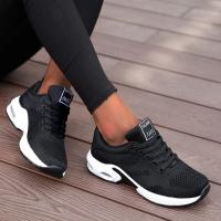 Zapatillas De Correr Para Mujer Transpirables De Malla Zapatos Deportivos Casuales Con Cordones Plataforma Aumenta Altura Para Caminar Al Aire Libre - details 3