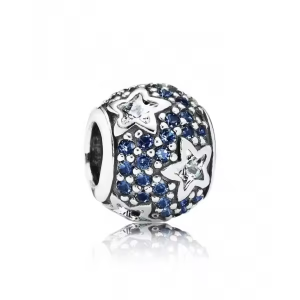 PANDORA Charm Pavé Azul con Estrellas - Joyería Mujer Plata Ley - 1