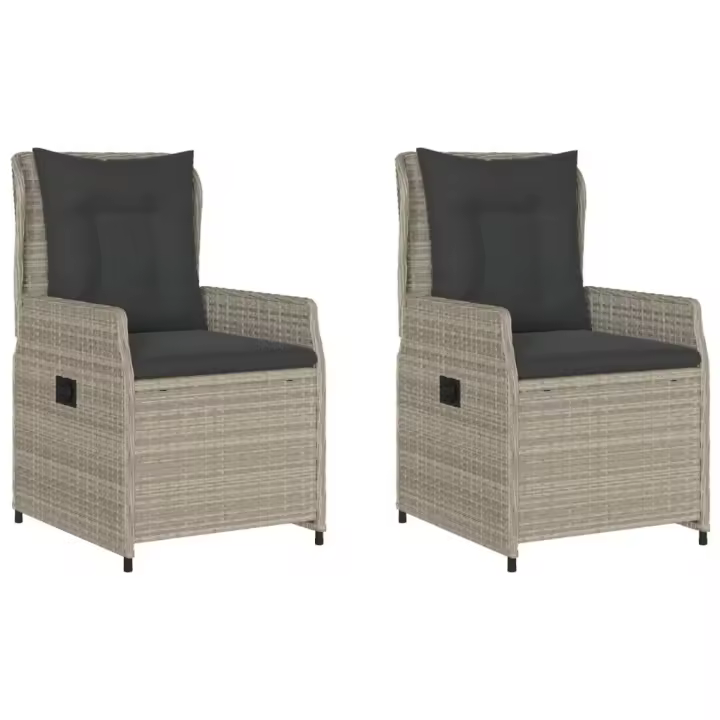 vidaXL Sillones reclinables de jardín 2 uds ratán sintético gris claro - 1