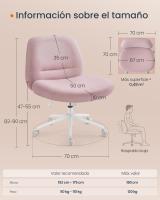 Silla de Oficina Contemporánea, Base de Estrella con Ruedas, Asiento Ancho y Cómodo, Altura Ajustable, Tela de Lino de Algodón, Silla Giratoria - details 17