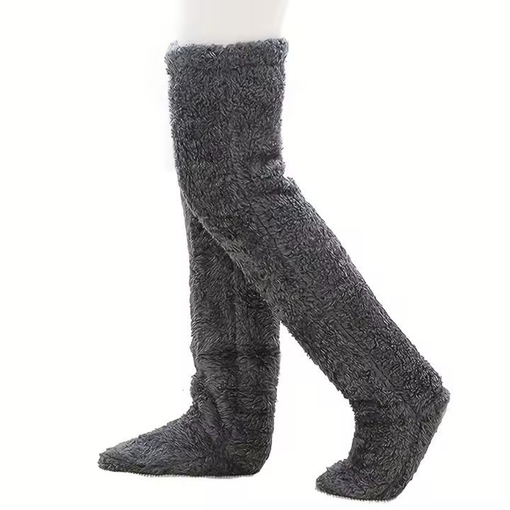 Calcetines Largos De Muñeca Para Mujer Invierno Interior Dormir Fluffy Calcetines Calientes De Pierna Teddy Bear Plush Grueso - 1