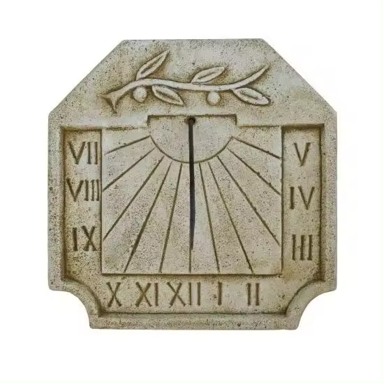 Reloj Solar Modelo Ramas de Olivo 39x39cm - Fabricado en Hormigón-Piedra - Resistente a Inclemencias Meteorológicas - Marca AnaParra - 1