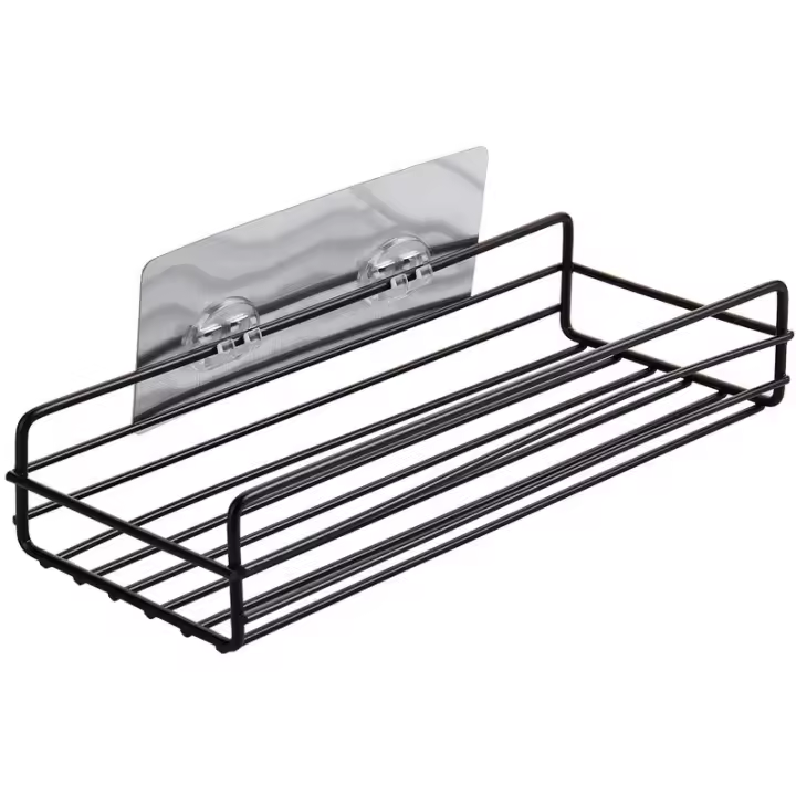 Estante De Almacenamiento Para Baño Y Cocina Organizador Negro Estante De Esquina Sin Perforar Hecho De Hierro Para Ducha - 1