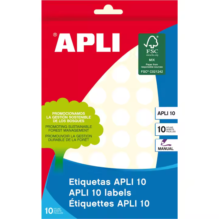 Apli Etiquetas APLI 10 blancas Ø 16,0 mm 10 hojas - 1