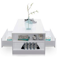 Mesa de centro moderna Nyana Home | Con luz LED integrada | Diseño elegante y funcional | Amplio almacenamiento | Medidas: 95x37x55 cm - details 2