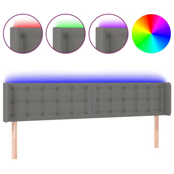 vidaXL Cabecero con LED de tela gris oscuro 163x16x78/88 cm - 1