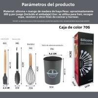 Set De Utensilios De Cocina De Silicona 12 Piezas Con Manos De Madera No Adherentes Juego De Cocina Ecológico Con Cesta De Almacenamiento - details 2