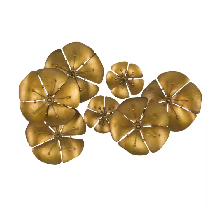 Decoración en Metal 3D Flores 18, Metal, Oro, 80x6x57 cm - 1