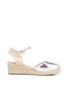 Lyla Wang alpargatas doradas cuñas bajas de esparto con plataforma mujer con plantilla acolchada - details 7