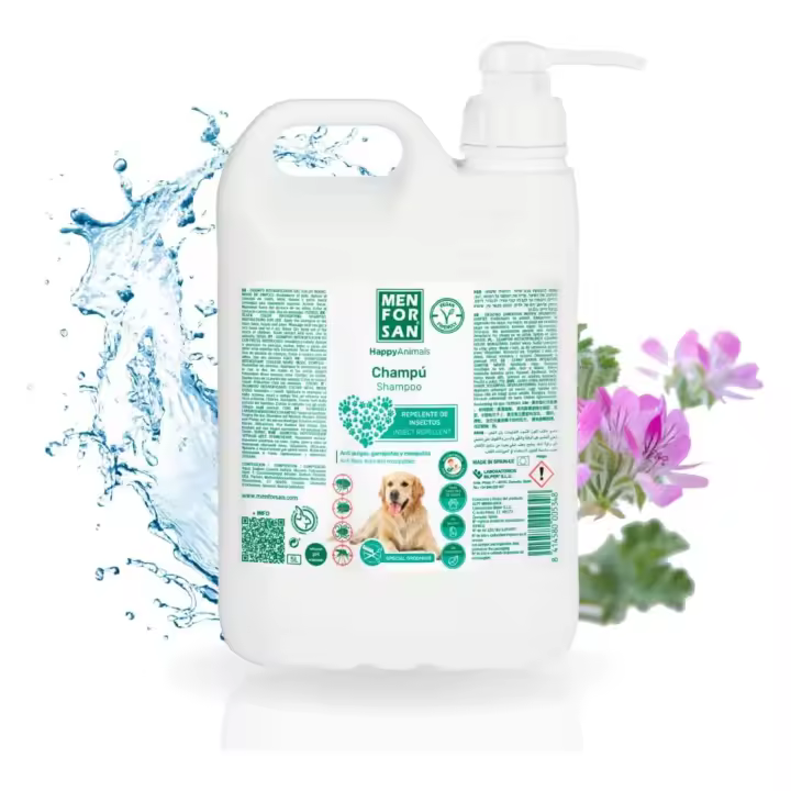 Menforsan Champu Repelente Insectos 5 Litros - Previene Picaduras de Pulgas Garrapatas Piojos y Mosquitos - 1