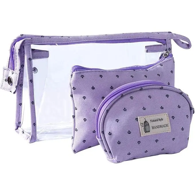 Bolsas de Cosméticos Mujer Bolsa de Maquillaje Transparente para Viajes, 3PCS Estuche Organizador - 1
