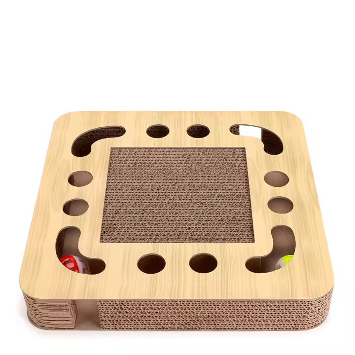 Nobleza - Rascador para Gatos con Hierba Gatera,Redonda Rascadoras de Cartón para Cama con 2 Juguetes para Gatos Interactivos Pelotas - 1