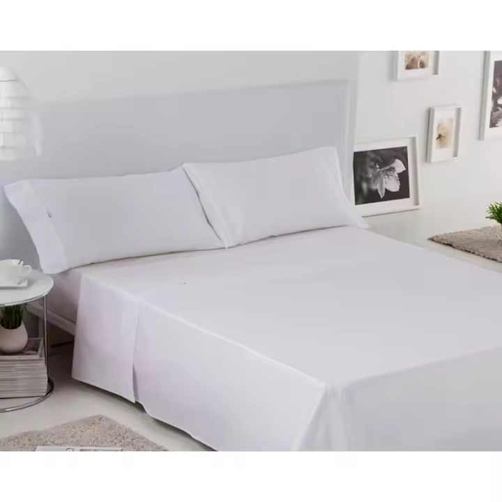 Juegos de Sábanas de Hostelería, 50% Algodón, 50% Poliéster, Varios tamaños disponibles, Color Blanco - 1