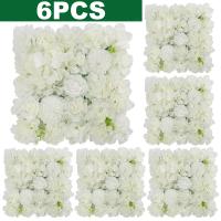 6Pcs Paneles De Flores Artificiales Rosas Y Euforbia En Seda Para Decoración De Fondo De Bodas Y Fiesta Decoración Del Hogar Y Eventos - details 10