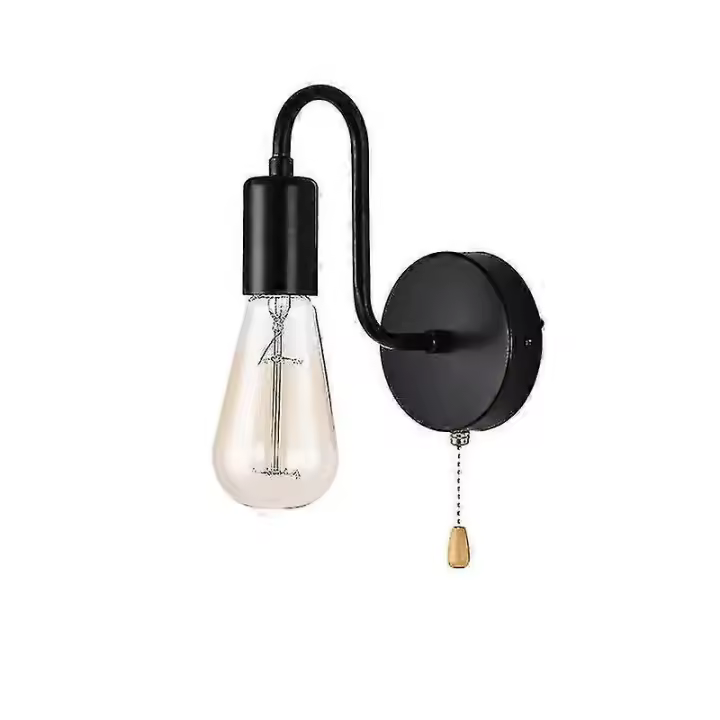 E27 Negro vintage lámpara de pared Luz with interruptor de cable de trazado - 1