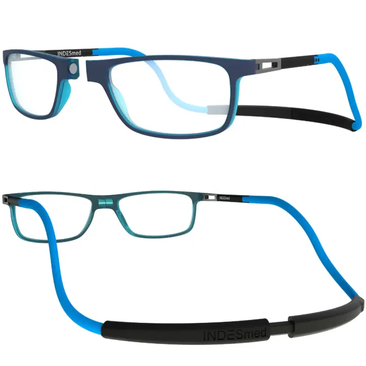 INDESmed | Gafas de lectura con click magnético, filtro de luz azul y correas adaptables intercambiables, hombres y mujeres, ligero, moderno y elegante - 1