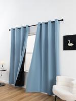 Cortinas Modernas De 100% Negro Con Encaje En La Cima, Material Suave Y Color Sólido Para Sala De Estar Y Dormitorio - details 10