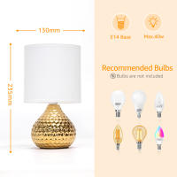 Aigostar Lampara de Mesa de Cerámica, Vintage Lámpara de Mesita de Noche con Pantalla de Tela, Casquillo E14, max.40W, Luz de Noche, Lámpara de Sobremesa para Dormitorio, Salón (sin Bombilla) -H235mm - details 0