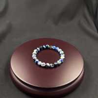 Lucky Pulsera Señoras Piedra Ágata Azul Pulsera Ajustable Cuerda 8mm - details 2