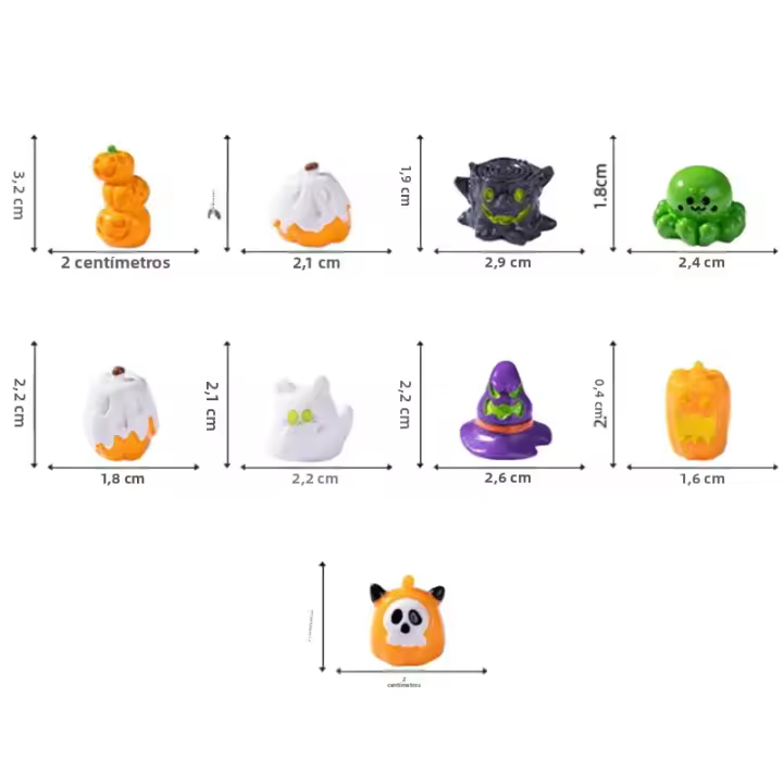 9Pcs Decoraciones De Halloween 3D Calabaza Fantasma Para Jardín De Hadas Muebles Artesanías Para Scrapbook Accesorios Para Casa Y Muñecas - 1