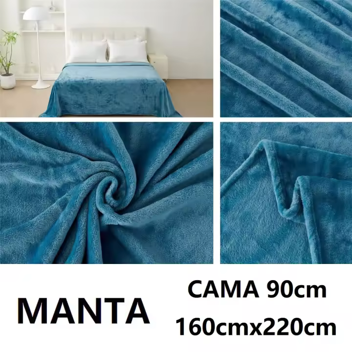 Manta sedalina extra suave,color verde liso,medidas160x220cm para cama de 90cm/105cm, medidas 220x240cm para cama de 135cm/150cm,100% Poliéster,cm,fespu - 1