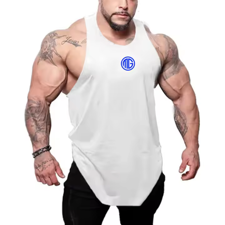 New Cotton Sleeveless T-shirt Men Fitness Muscle Undershirt Gym Bodybuilding Vest Fashion Street Hip Hop Casual Loose Tank Tops - 1