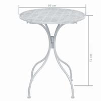 vidaXL Mesa y sillas bistró de jardín 3 piezas acero blanco grisáceo - details 6